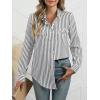 imageANRABESS Long Sleeve Striped Shirts for Women Button Down Cute Tops 2026 Spring V Neck Businese Casual Blouses with PocketsBlack Striped