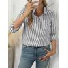 imageANRABESS Long Sleeve Striped Shirts for Women Button Down Cute Tops 2026 Spring V Neck Businese Casual Blouses with PocketsBlack Striped
