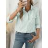 imageANRABESS Long Sleeve Striped Shirts for Women Button Down Cute Tops 2026 Spring V Neck Businese Casual Blouses with PocketsGreen Striped