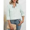 imageANRABESS Long Sleeve Striped Shirts for Women Button Down Cute Tops 2026 Spring V Neck Businese Casual Blouses with PocketsGreen Striped