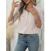 imageANRABESS Long Sleeve Striped Shirts for Women Button Down Cute Tops 2026 Spring V Neck Businese Casual Blouses with PocketsLight Brown Striped