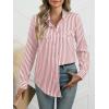 imageANRABESS Long Sleeve Striped Shirts for Women Button Down Cute Tops 2026 Spring V Neck Businese Casual Blouses with PocketsRed Striped