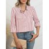 imageANRABESS Long Sleeve Striped Shirts for Women Button Down Cute Tops 2026 Spring V Neck Businese Casual Blouses with PocketsRed Striped