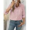 imageANRABESS Long Sleeve Striped Shirts for Women Button Down Cute Tops 2026 Spring V Neck Businese Casual Blouses with PocketsRed Striped