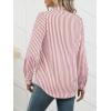 imageANRABESS Long Sleeve Striped Shirts for Women Button Down Cute Tops 2026 Spring V Neck Businese Casual Blouses with PocketsRed Striped