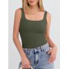 imageANRABESS Tank Top for Women Summer 2026 Double Lined Sleeveless Square Neck Basic Tight Workout Tees ShirtsArmy Green