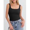 imageANRABESS Tank Top for Women Summer 2026 Double Lined Sleeveless Square Neck Basic Tight Workout Tees ShirtsBlack