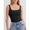 imageANRABESS Tank Top for Women Summer 2026 Double Lined Sleeveless Square Neck Basic Tight Workout Tees ShirtsBlack