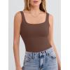 imageANRABESS Tank Top for Women Summer 2026 Double Lined Sleeveless Square Neck Basic Tight Workout Tees ShirtsBrown