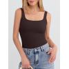 imageANRABESS Tank Top for Women Summer 2026 Double Lined Sleeveless Square Neck Basic Tight Workout Tees ShirtsDeep Brown