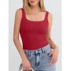 imageANRABESS Tank Top for Women Summer 2026 Double Lined Sleeveless Square Neck Basic Tight Workout Tees ShirtsRed