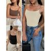 imageANRABESS Tank Tops for Women Square Neck Adjustable Spaghetti Strap Double Lined Camisole Tops Summer Basic Cami ShirtsBeige