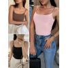 imageANRABESS Tank Tops for Women Square Neck Adjustable Spaghetti Strap Double Lined Camisole Tops Summer Basic Cami ShirtsLight Pink