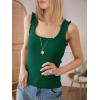 imageANRABESS Tank Tops for Women Summer 2026 Square Neck Ruffle Straps Ribbed Knit Slim Fit Casual Cute Sleeveless Sweater TankGreen