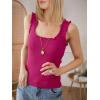 imageANRABESS Tank Tops for Women Summer 2026 Square Neck Ruffle Straps Ribbed Knit Slim Fit Casual Cute Sleeveless Sweater TankHot Pink