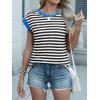 imageANRABESS Women Cap Sleeve Tops 2026 Trendy Summer Loose Fit Cute Basic T Shirts Business Dressy Casual Outfits ClothesBlack White Stripe