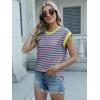 imageANRABESS Women Cap Sleeve Tops 2026 Trendy Summer Loose Fit Cute Basic T Shirts Business Dressy Casual Outfits ClothesRose Green Stripe