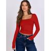 imageANRABESS Women Double Lined Long Sleeve Crop Tops Shirts Square Neck Tight Fitted Going Out TShirt Basic Tee Outfits 2026Bright Red