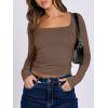 imageANRABESS Women Double Lined Long Sleeve Crop Tops Shirts Square Neck Tight Fitted Going Out TShirt Basic Tee Outfits 2026Brown
