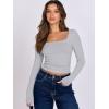 imageANRABESS Women Double Lined Long Sleeve Crop Tops Shirts Square Neck Tight Fitted Going Out TShirt Basic Tee Outfits 2026Grey