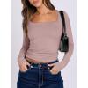 imageANRABESS Women Double Lined Long Sleeve Crop Tops Shirts Square Neck Tight Fitted Going Out TShirt Basic Tee Outfits 2026Grey Pink