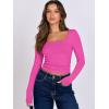 imageANRABESS Women Double Lined Long Sleeve Crop Tops Shirts Square Neck Tight Fitted Going Out TShirt Basic Tee Outfits 2026Hot Pink