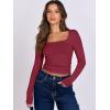 imageANRABESS Women Double Lined Long Sleeve Crop Tops Shirts Square Neck Tight Fitted Going Out TShirt Basic Tee Outfits 2026Red