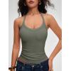 imageANRABESS Women Halter Crop Tank Tops V Neck Backless Ribbed Fitted Sleeveless Cami Shirts 2026 Summer Workout Gym ClothesArmy Green