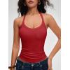 imageANRABESS Women Halter Crop Tank Tops V Neck Backless Ribbed Fitted Sleeveless Cami Shirts 2026 Summer Workout Gym ClothesRed