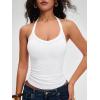 imageANRABESS Women Halter Crop Tank Tops V Neck Backless Ribbed Fitted Sleeveless Cami Shirts 2026 Summer Workout Gym ClothesWhite