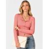 imageANRABESS Women Long Sleeve Button Down Shirts Ribbed Knit Slim Fitted Crop Tops 2026 Fall Y2K Dressy Casual Trendy OutfitsCoral Pink