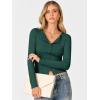 imageANRABESS Women Long Sleeve Button Down Shirts Ribbed Knit Slim Fitted Crop Tops 2026 Fall Y2K Dressy Casual Trendy OutfitsDeep Green