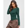 imageANRABESS Women Long Sleeve Button Down Shirts Ribbed Knit Slim Fitted Crop Tops 2026 Fall Y2K Dressy Casual Trendy OutfitsDeep Green