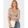 imageANRABESS Women Long Sleeve Button Down Shirts Ribbed Knit Slim Fitted Crop Tops 2026 Fall Y2K Dressy Casual Trendy OutfitsLight Camel