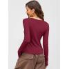 imageANRABESS Women Long Sleeve Button Down Shirts Ribbed Knit Slim Fitted Crop Tops 2026 Fall Y2K Dressy Casual Trendy OutfitsWine Red