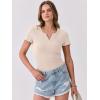 imageANRABESS Women Short Sleeve Tops V Neck Rib Knit Slim Fit Shirts Basic Tee 2026 Summer Casual TShirt Outfits ClothesBeige