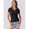 imageANRABESS Women Short Sleeve Tops V Neck Rib Knit Slim Fit Shirts Basic Tee 2026 Summer Casual TShirt Outfits ClothesBlack