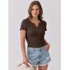 imageANRABESS Women Short Sleeve Tops V Neck Rib Knit Slim Fit Shirts Basic Tee 2026 Summer Casual TShirt Outfits ClothesCoffee