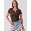 imageANRABESS Women Short Sleeve Tops V Neck Rib Knit Slim Fit Shirts Basic Tee 2026 Summer Casual TShirt Outfits ClothesCoffee