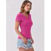 imageANRABESS Women Short Sleeve Tops V Neck Rib Knit Slim Fit Shirts Basic Tee 2026 Summer Casual TShirt Outfits ClothesHot Pink