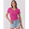 imageANRABESS Women Short Sleeve Tops V Neck Rib Knit Slim Fit Shirts Basic Tee 2026 Summer Casual TShirt Outfits ClothesHot Pink