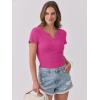 imageANRABESS Women Short Sleeve Tops V Neck Rib Knit Slim Fit Shirts Basic Tee 2026 Summer Casual TShirt Outfits ClothesHot Pink