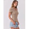imageANRABESS Women Short Sleeve Tops V Neck Rib Knit Slim Fit Shirts Basic Tee 2026 Summer Casual TShirt Outfits ClothesLight Khaki