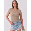imageANRABESS Women Short Sleeve Tops V Neck Rib Knit Slim Fit Shirts Basic Tee 2026 Summer Casual TShirt Outfits ClothesLight Khaki