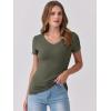 imageANRABESS Women Short Sleeve V Neck Ribbed Knit Fitted Shirts Basic Tees Tops 2026 Summer Casual TShirts Going Out OutfitsArmy Green