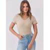 imageANRABESS Women Short Sleeve V Neck Ribbed Knit Fitted Shirts Basic Tees Tops 2026 Summer Casual TShirts Going Out OutfitsBeige