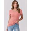 imageANRABESS Women Short Sleeve V Neck Ribbed Knit Fitted Shirts Basic Tees Tops 2026 Summer Casual TShirts Going Out OutfitsCoral