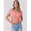 imageANRABESS Women Short Sleeve V Neck Ribbed Knit Fitted Shirts Basic Tees Tops 2026 Summer Casual TShirts Going Out OutfitsCoral