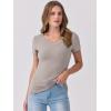 imageANRABESS Women Short Sleeve V Neck Ribbed Knit Fitted Shirts Basic Tees Tops 2026 Summer Casual TShirts Going Out OutfitsDark Khaki