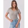 imageANRABESS Women Short Sleeve V Neck Ribbed Knit Fitted Shirts Basic Tees Tops 2026 Summer Casual TShirts Going Out OutfitsDark Khaki